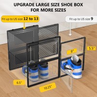 12 Pack Xx Large Shoe Organizer Storage Boxes For Closet Modular Space Saving Shoe Boxes Clear Plastic Stackable Sneaker Contai