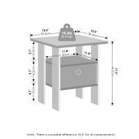 Furinno Tidur Bedside Table Nightstand With Bin Drawer Whiteblack Set Of 2