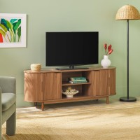 Walker Edison Modern Curved Reeded Tv Stand For Tvs Up To 65 Inches Credenza With Sliding Doors And Adjustable Shelves Tv Stan