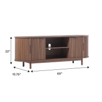 Walker Edison Modern Curved Reeded Tv Stand For Tvs Up To 65 Inches Credenza With Sliding Doors And Adjustable Shelves Tv Stan