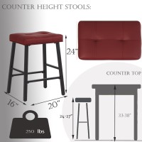 Kairuituch Counter Height Bar Stools Set Of 4 24 Inch Backless Bar Stools Upholstered Padded Barstools With Metal Base Saddle