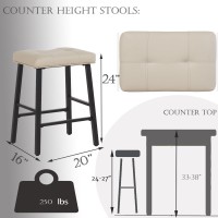 Kairuituch Counter Height Bar Stools Set Of 4 24 Inch Backless Bar Stools Upholstered Padded Barstools With Metal Base Saddle