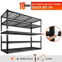 Reibii 60 W Storage Shelves 3000Lbs Garage Shelving Heavy Duty Adjustable 5 Tier Metal Shelving Unit For Storage Rack Garage S