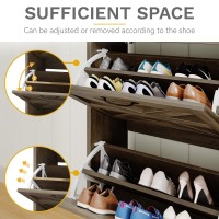 Dwvo Farmhouse Shoe Storage Cabinet With 2 Flip Drawers For 16 Pairs Entryway Shoe Storage With Shoe Bench Narrow Slim Shoe Ca