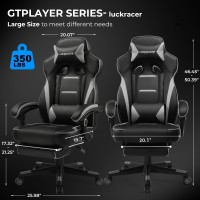 Gtplayer Gaming Chair With Footrest Big And Tall Game Chair 350Lb Racing Style Computer Chair Ergonomic Executive Office Chair