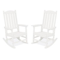 Lue Bona Outdoor Rocking Chairs Set Of 2 Hdps Poly Rocking Chair All Weather Resistant Plastic Outdoor Indoor Porch Rocker He