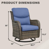 Rilyson Wicker Rocking Chair Swivel Chairs 2 Piece Rocker Patio Chairs Set Rattan Rocking Chair For Outdoor Porch Deck Garden