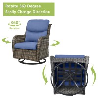 Rilyson Wicker Rocking Chair Swivel Chairs 2 Piece Rocker Patio Chairs Set Rattan Rocking Chair For Outdoor Porch Deck Garden