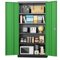 Intergreat Storage Cabinet 72 H Garage Steel Locking Cabinet With Doors And 4 Adjustable Shelves Tall Lockable File Tool Cabi