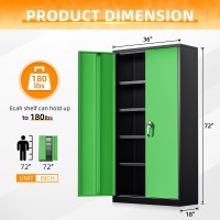 Intergreat Storage Cabinet 72 H Garage Steel Locking Cabinet With Doors And 4 Adjustable Shelves Tall Lockable File Tool Cabi