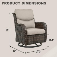 Rilyson Wicker Rocking Chair Swivel Chairs 2 Piece Rocker Patio Chairs Set Rattan Rocking Chair For Outdoor Porch Deck Garden