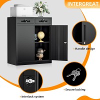 Intergreat Metal Cabinet With Drawers Lockable Metal Storage Cabinets With Doors And Shelves For Garage Black Locking Garage S