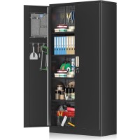 Intergreat Metal Garage Storage Cabinet With Pegboard 72 Black Tall Steel Locking Storage Cabinet With Doors And Shelves Metal