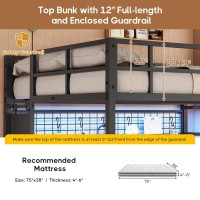 Dictac Full Size Over Twin Bunk Bed With Desk And Charging Station Metal Full Over Twin Loft Bed With Led Lights Storage Shelv