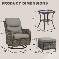 Rilyson Wicker Patio Furniture Set 5 Piece Rattan Outdoor Sectional Conversation Sets With 2 Swivel Rocking Chairs 2 Ottomans