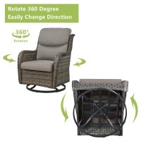 Rilyson Wicker Patio Furniture Set 5 Piece Rattan Outdoor Sectional Conversation Sets With 2 Swivel Rocking Chairs 2 Ottomans