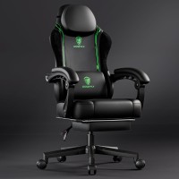 Dowinx Gaming Chair With Pocket Spring Cushion And Footrest Ergonomic Game Chair With Massage Lumbar Support For Adults High B