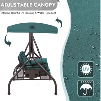 Homrest 3 Seat Outdoor Porch Swing With Adjustable Canopy Convertible Patio Swing Bed With Stand Patio Glider Swing With Upgra