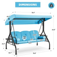 Homrest 3 Seat Outdoor Porch Swing With Adjustable Canopy Convertible Patio Swing Bed With Stand Patio Glider Swing With Upgra