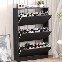 Bornoon Shoe Storage Cabinet With 3 Flip Drawers Narrow Shoe Rack Cabinet Freestanding Shoe Organizer Storage Cabinet For Entryw