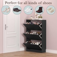 Bornoon Shoe Storage Cabinet With 3 Flip Drawers Narrow Shoe Rack Cabinet Freestanding Shoe Organizer Storage Cabinet For Entryw