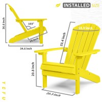 Yefu Adirondack Chairs Set Of 2 Plastic Weather Resistant  Outdoor Chairs 5 Steps Easy Installation  Like Real Wood  Widely Used In Outdoor  Patio  Lawn  Deck  Outside  Garden Chairs (Yellow)