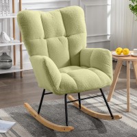 Nioiikit Nursery Rocking Chair Velvet Upholstered Glider Rocker Rocking Accent Chair Padded Seat With High Backrest Armchair Com