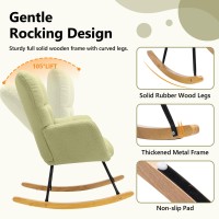 Nioiikit Nursery Rocking Chair Velvet Upholstered Glider Rocker Rocking Accent Chair Padded Seat With High Backrest Armchair Com