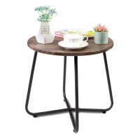 Vecelo Patio Outdoor Side Snack Table Small Round Antirust Metal Style For Garden Balcony Yard Living Room