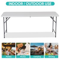 Zenstyle 6 Ft Adjustable Folding Table Indoor Outdoor Portable Plastic Dining Card Table Utility Table For Camping Dining Event