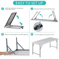 Zenstyle 6 Ft Adjustable Folding Table Indoor Outdoor Portable Plastic Dining Card Table Utility Table For Camping Dining Event