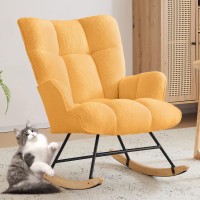 Zedachica Nursery Rocking Chair Teddy Upholstered Glider Rocker Rocking Accent Chair With High Backrest Comfy Armchair With Padd