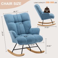 Zedachica Nursery Rocking Chair Teddy Upholstered Glider Rocker Rocking Accent Chair With High Backrest Comfy Armchair With Padded Seat Soft Side Chair For Living Room Bedroom Office (Blue Teddy)