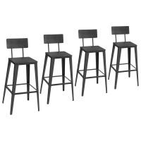 Vasagle Set Of 4 Bar Stools Bar Height Stools Tall Bar Stools With Back Bar Chairs Steel Frame Industrial Style Easy Assem