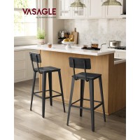 Vasagle Set Of 4 Bar Stools Bar Height Stools Tall Bar Stools With Back Bar Chairs Steel Frame Industrial Style Easy Assem