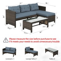 Shintenchi Outdoor Patio Furniture Sets Wicker Patio Sectional Sets 3Piece All Weather Wicker Rattan Patio Seating Sofas With