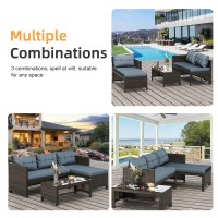 Shintenchi Outdoor Patio Furniture Sets Wicker Patio Sectional Sets 3Piece All Weather Wicker Rattan Patio Seating Sofas With