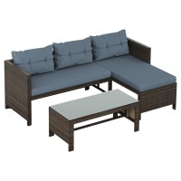 Shintenchi Outdoor Patio Furniture Sets Wicker Patio Sectional Sets 3Piece All Weather Wicker Rattan Patio Seating Sofas With