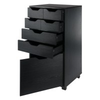 Halifax Bins Drawers Multistorage Tall Mobile Cabinet Black