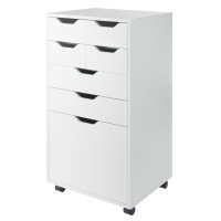 Halifax Bins Drawers Multistorage Tall Mobile Cabinet White