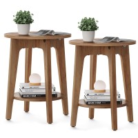 Vasagle Side Tables Set Of 2 Small Round End Table With Lower Shelf Nightstand For Small Spaces Living Room Bedroom Rustic