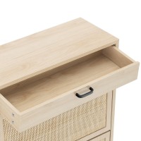 Xiao Wei Shoe Cabinet Natural Rectangular Handmade Rattan Shoe Storage Organizer Cabinet With 3 Flip Drawers Freestanding Shoe