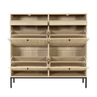 Xiao Wei Shoe Cabinet Large Natural Rattan Shoe Storage Organizer Cabinet With 4 Flip Drawers Freestanding Shoe Rack With Adju