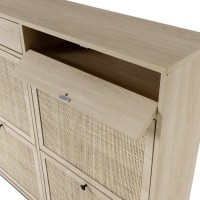 Xiao Wei Shoe Cabinet Large Natural Rattan Shoe Storage Organizer Cabinet With 4 Flip Drawers Freestanding Shoe Rack With Adju