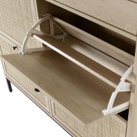 Xiao Wei Shoe Cabinet Large Natural Rattan Shoe Storage Organizer Cabinet With 4 Flip Drawers Freestanding Shoe Rack With Adju