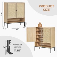 Xiao Wei Shoe Cabinet 5Tier Shoe Storage Organizer Cabinet With Natural Handmade Rattan Doors Slim Shoe Rack With Adjustable S