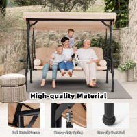 Homrest 3 Seat Outdoor Porch Swing With Adjustable Canopy Convertible Patio Swing Bed With Stand Patio Glider Swing With Upgra