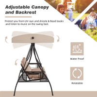 Hhomrest 3 Seat Outdoor Porch Swing With 15 Deepened Cup Holder Adjustable Canopy Patio Swing Bed With Stand Patio Glider