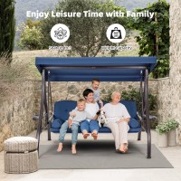 Homrest 3 Seat Outdoor Porch Swing With 15 Deepened Cup Holder Adjustable Canopy Patio Swing Bed With Stand Patio Glider S