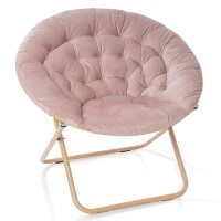 Milliard Cozy Chairvelour Saucer Accent Chair For Bedroomxlarge Pinkwoodtone